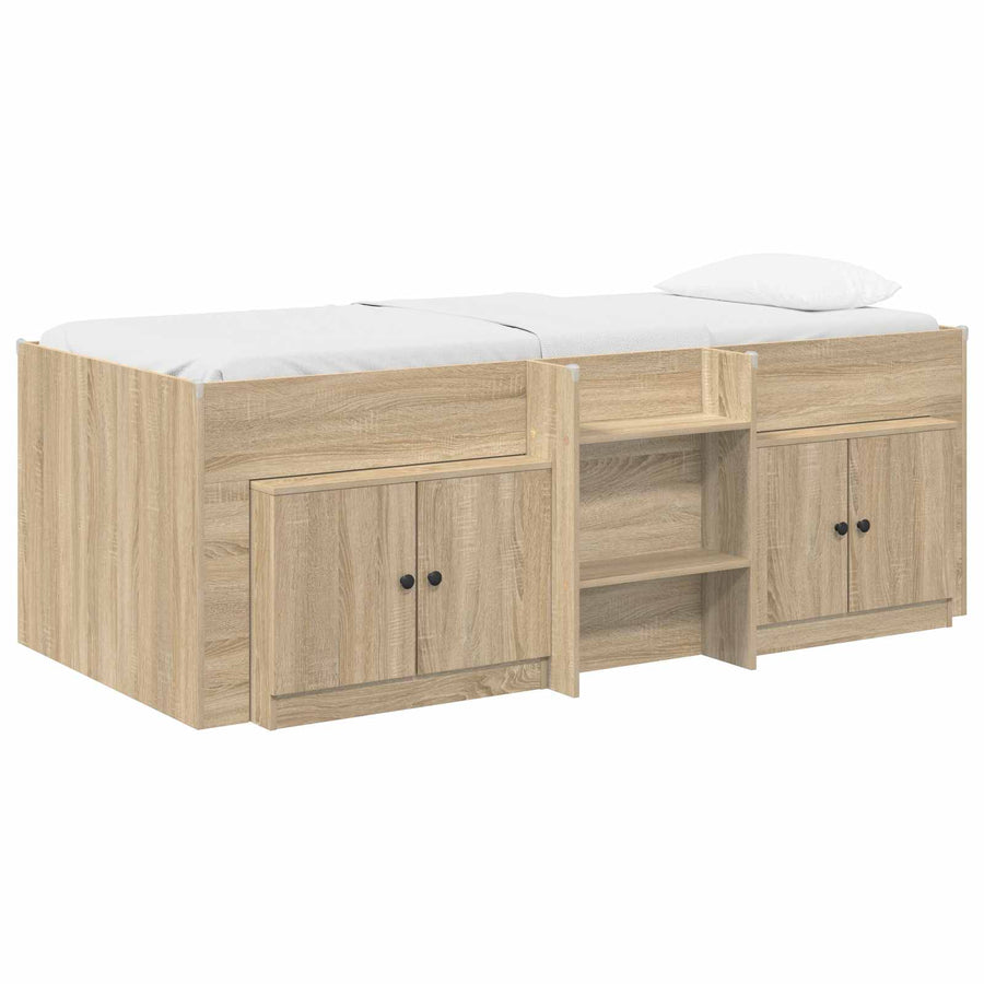 Loft Bed Frame met Kast 3 st Sonoma Eiken Bewerkt hout