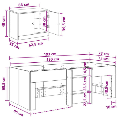 Loft Bed Frame met Kast met opslag 3 st Betongrijs Bewerkt hout