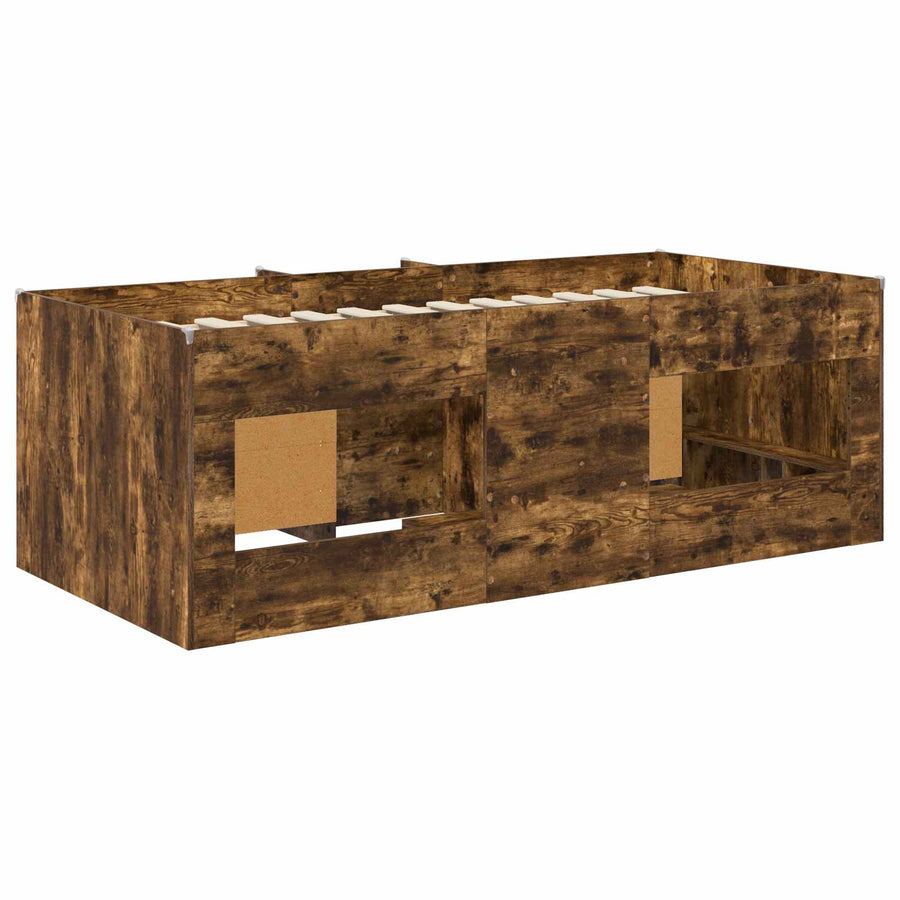 Loft Bed Frame met Kast 3 st Gerookt eiken Bewerkt hout