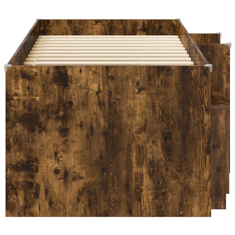 Loft Bed Frame met Kast 3 st Gerookt eiken Bewerkt hout