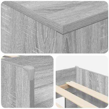 Loft Bed Frame met Kast 3 st Grijs Sonoma Bewerkt hout