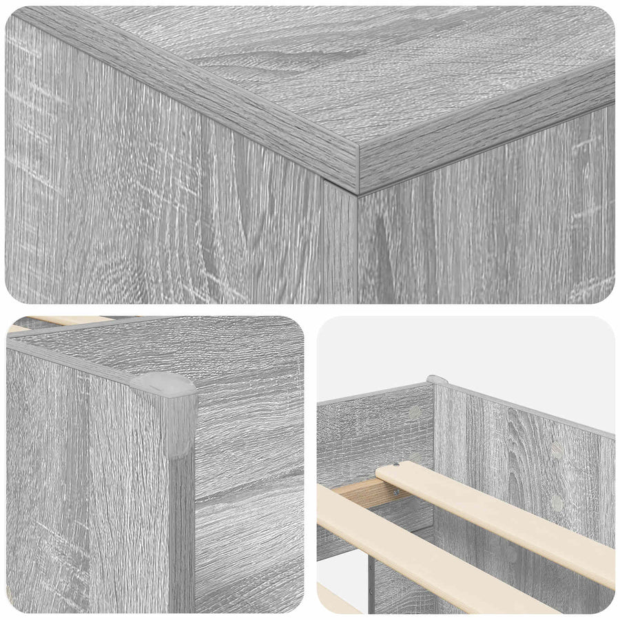 Loft Bed Frame met Kast 3 st Grijs Sonoma Bewerkt hout