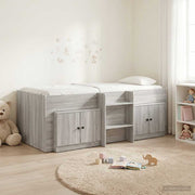 Hoogslaper met kast grijs bewerkt hout 193x96x68,5 cm