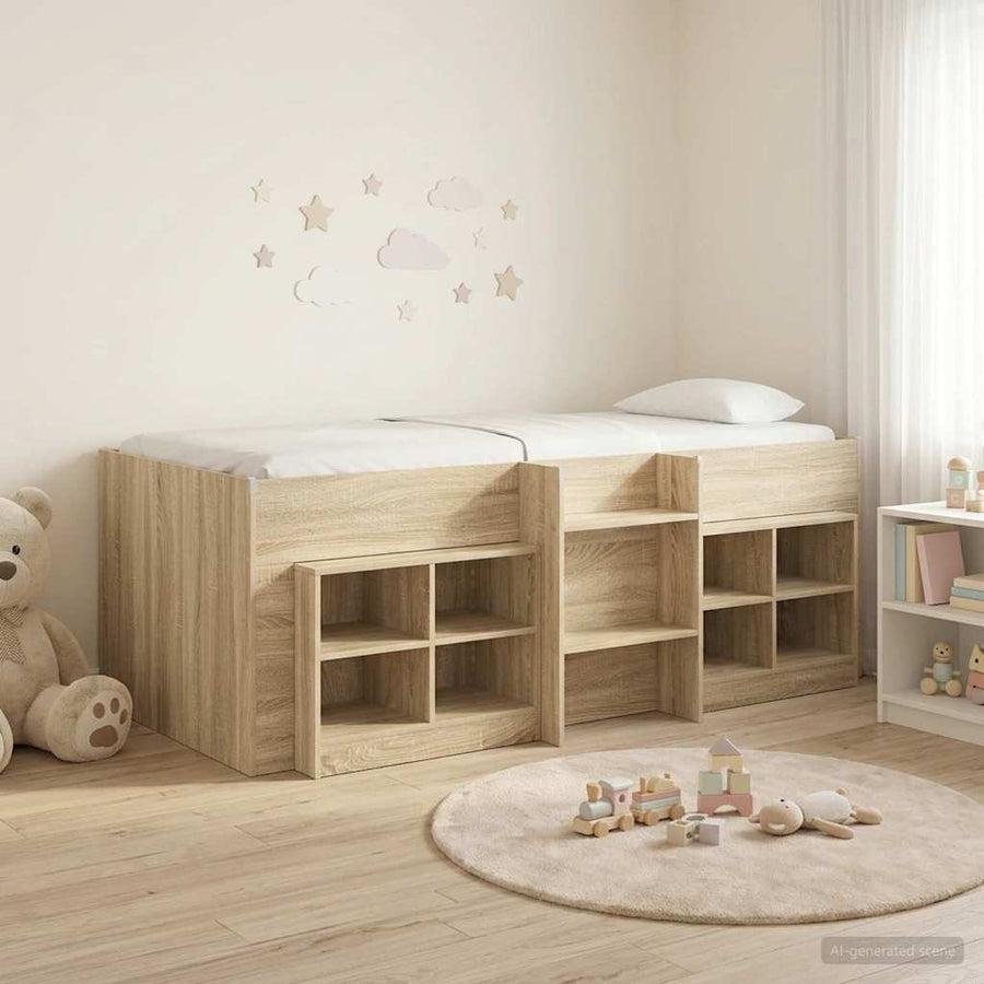 Loft Bed Frame met Kast 3 st Sonoma Eiken Bewerkt hout