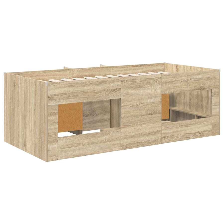 Loft Bed Frame met Kast 3 st Sonoma Eiken Bewerkt hout