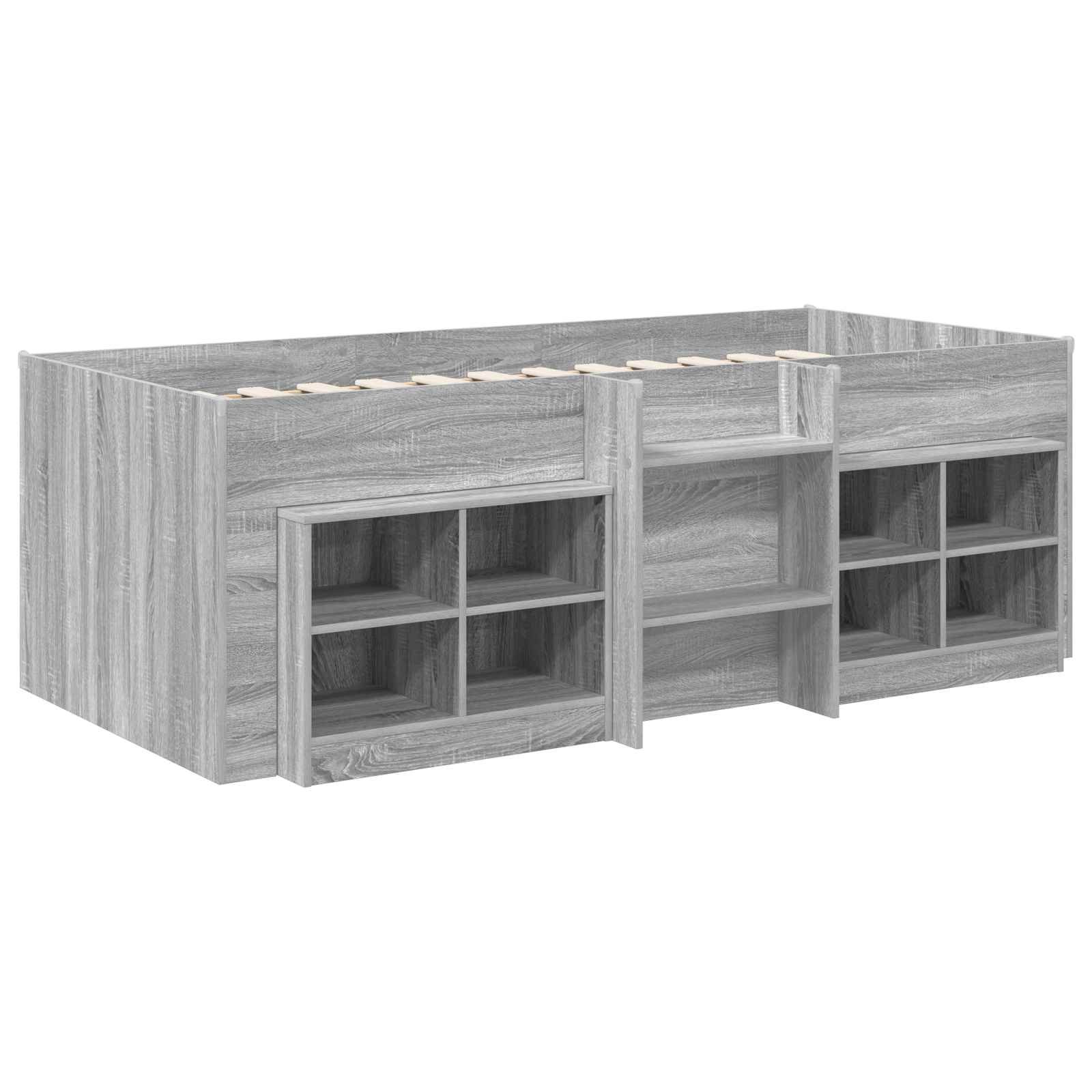 Loft Bed Frame met Kast 3 st Grijs Sonoma Bewerkt hout