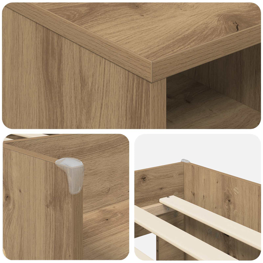Loft Bed Frame met Kast 3 st Artisanaal eiken Bewerkt hout