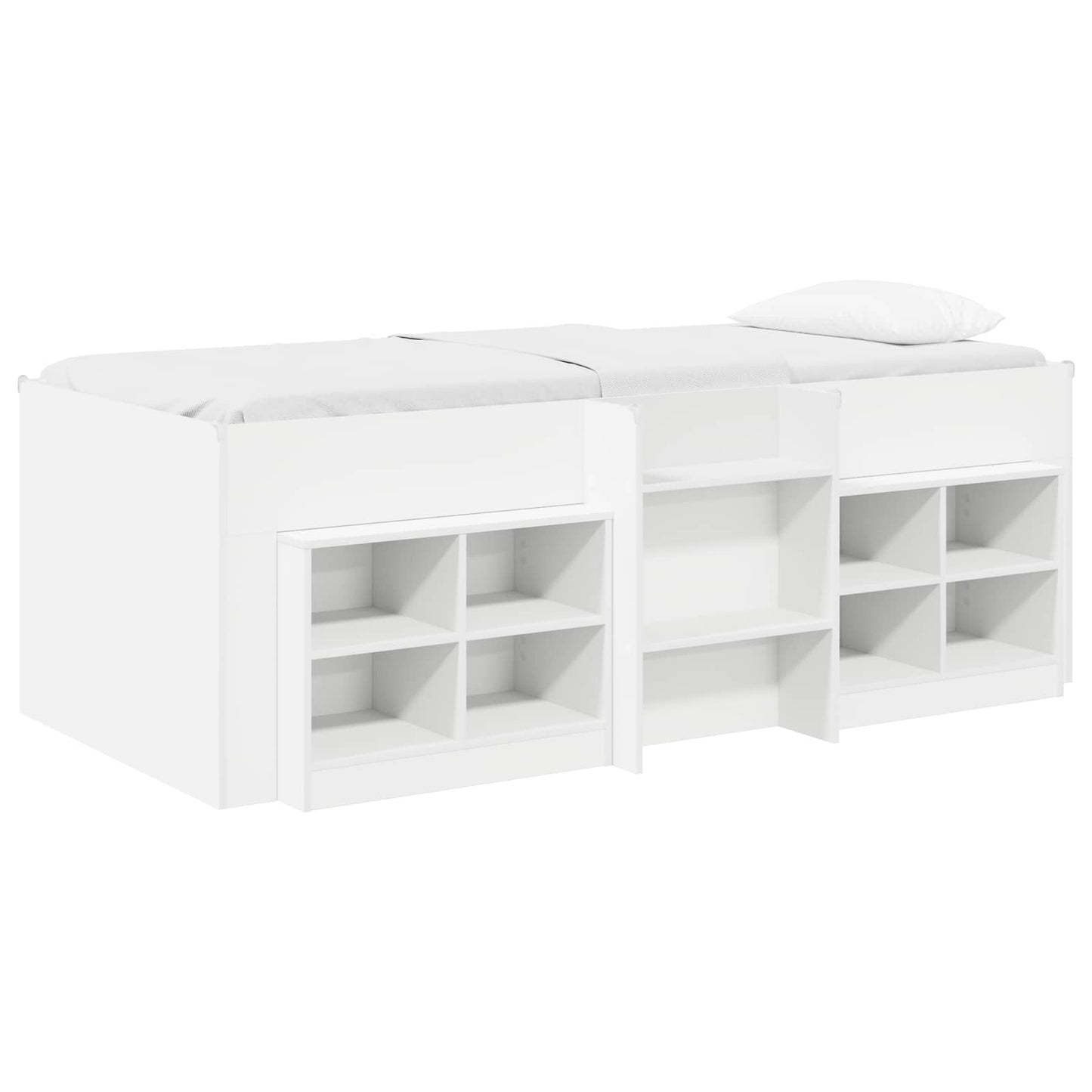 Loft Bed Frame met Kast met plank 3 pcs Wit Bewerkt hout