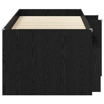 Loft Bed Frame met Kast met plank 3 st Zwart Bewerkt hout