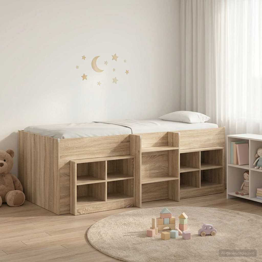 Loft Bed Frame met Kast 3 st Sonoma Eiken Bewerkt hout