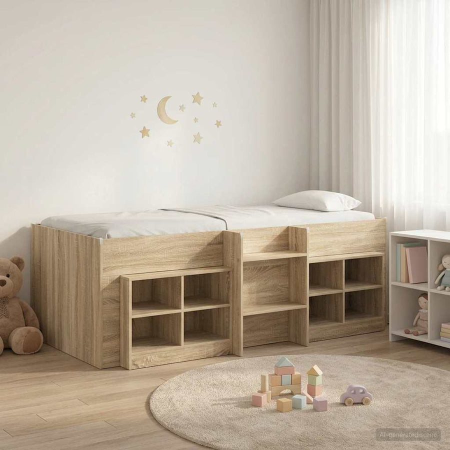Loft Bed Frame met Kast 3 st Sonoma Eiken Bewerkt hout