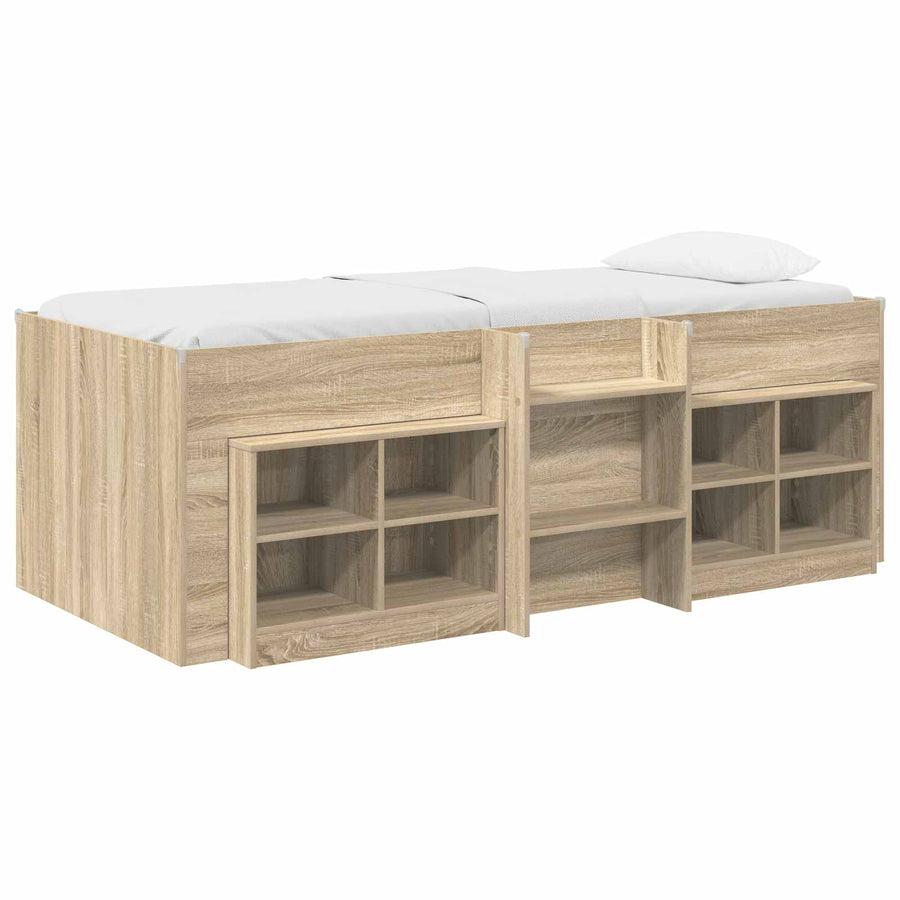 Loft Bed Frame met Kast 3 st Sonoma Eiken Bewerkt hout