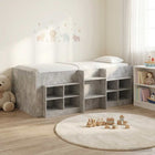 Loft bed met kast 203x111x68,5 cm betongrijs bewerkt hout