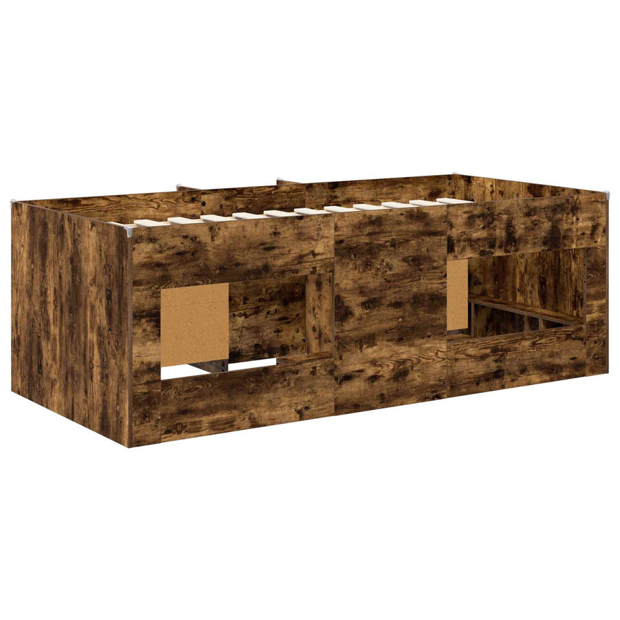 Loft Bed Frame met Kast 3 st Gerookt eiken Bewerkt hout