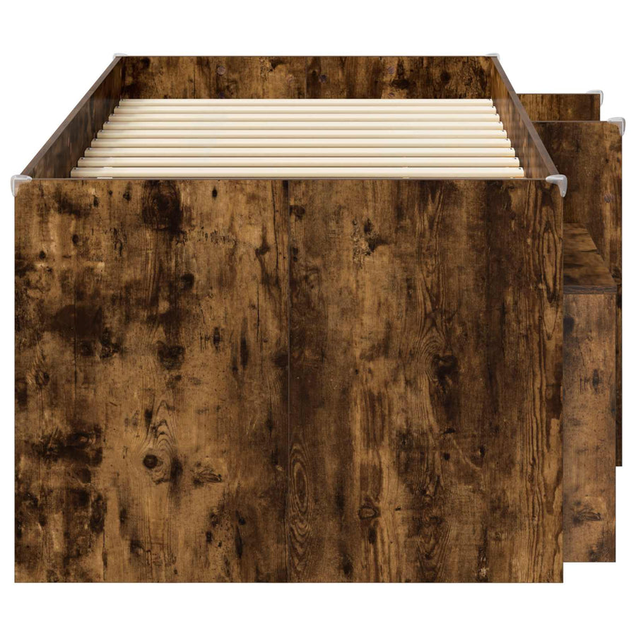 Loft Bed Frame met Kast 3 st Gerookt eiken Bewerkt hout