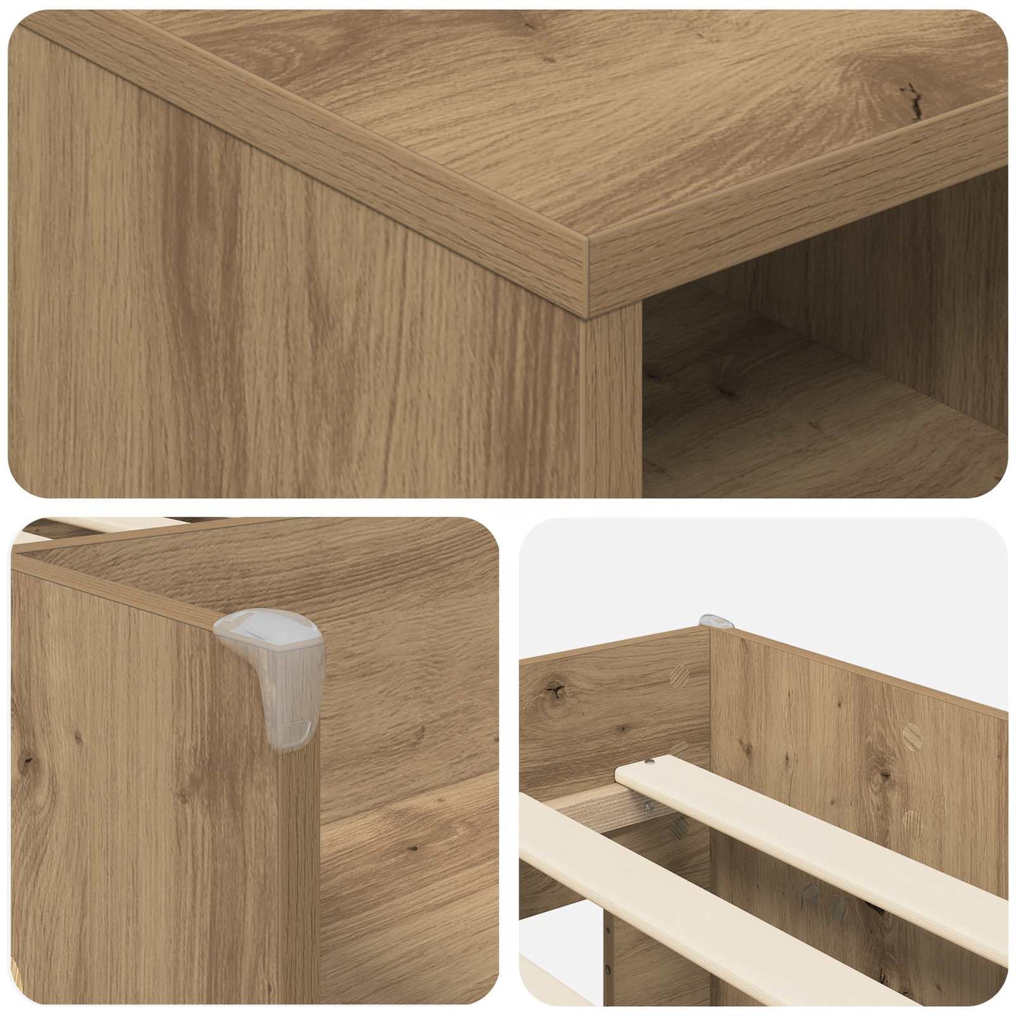 Loft Bed Frame met Kast 3 st Artisanaal eiken Bewerkt hout