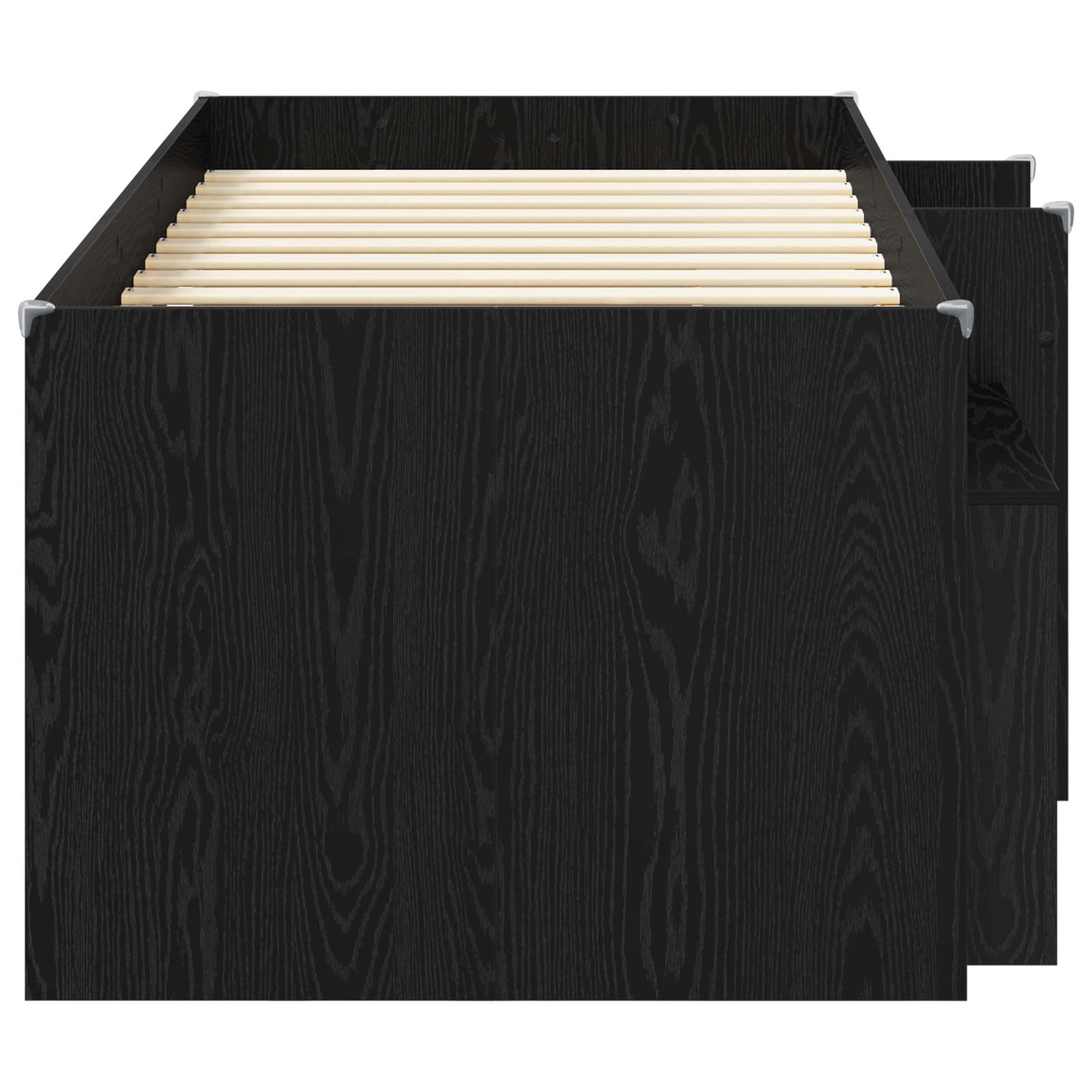 Loft Bed Frame met Kast met plank 3 st Zwart Bewerkt hout