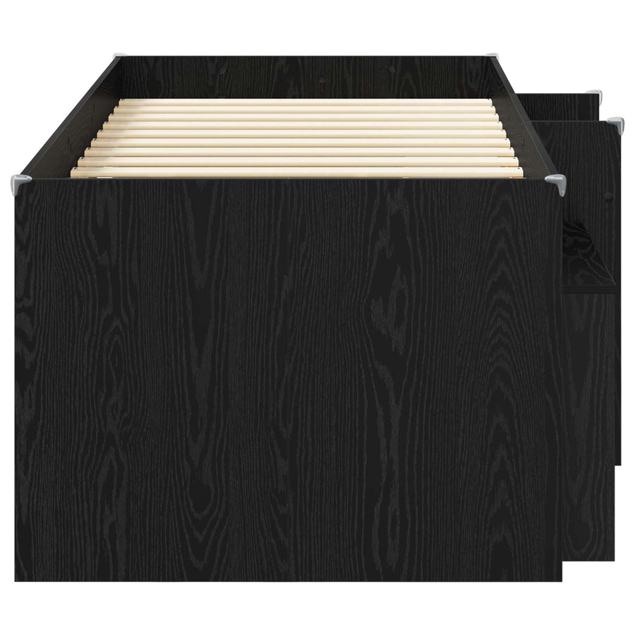 Loft Bed Frame met Kast met plank 3 st Zwart Bewerkt hout