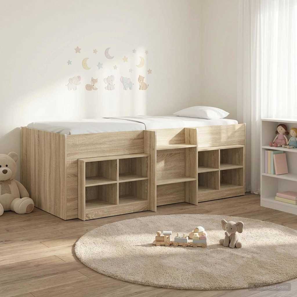 Loft Bed Frame met Kast 3 st Sonoma Eiken Bewerkt hout