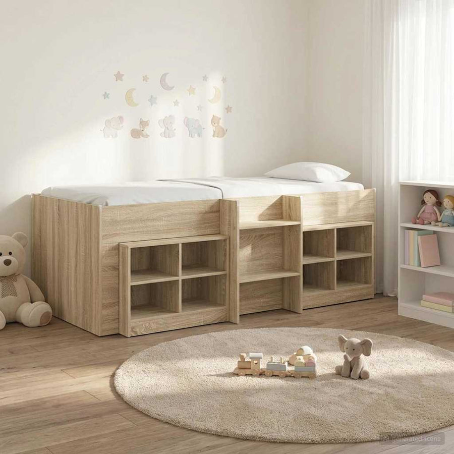 Loft Bed Frame met Kast 3 st Sonoma Eiken Bewerkt hout