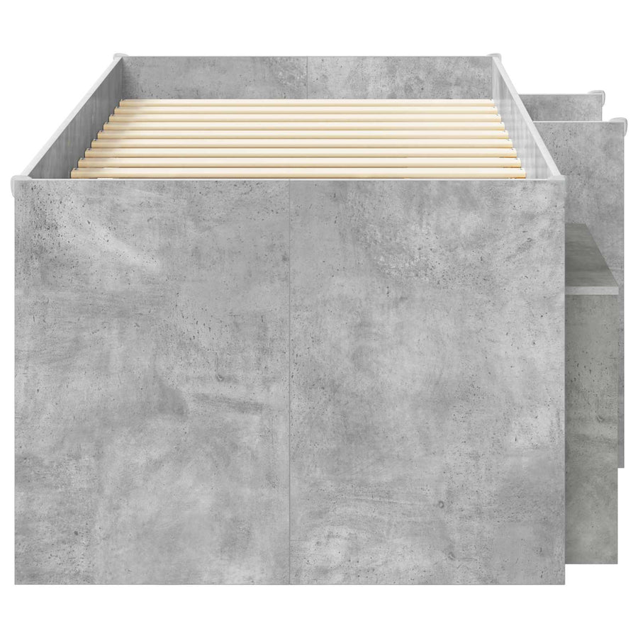 Loft Bed Frame met Kast met plank 3 st Betongrijs Bewerkt hout