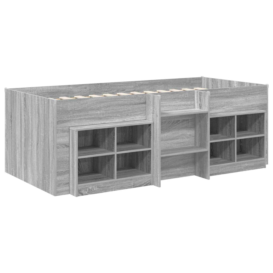 Loft Bed Frame met Kast 3 st Grijs Sonoma Bewerkt hout