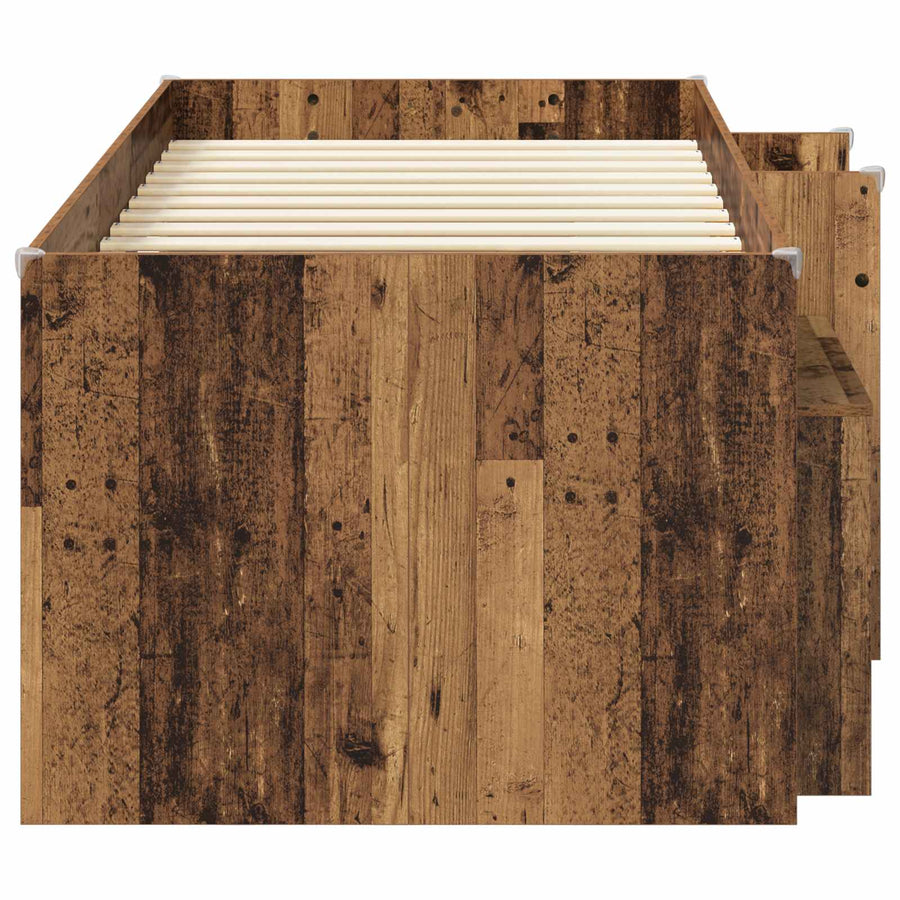 Loft Bed Frame met Kast met plank 3 st Oud hout Bewerkt hout