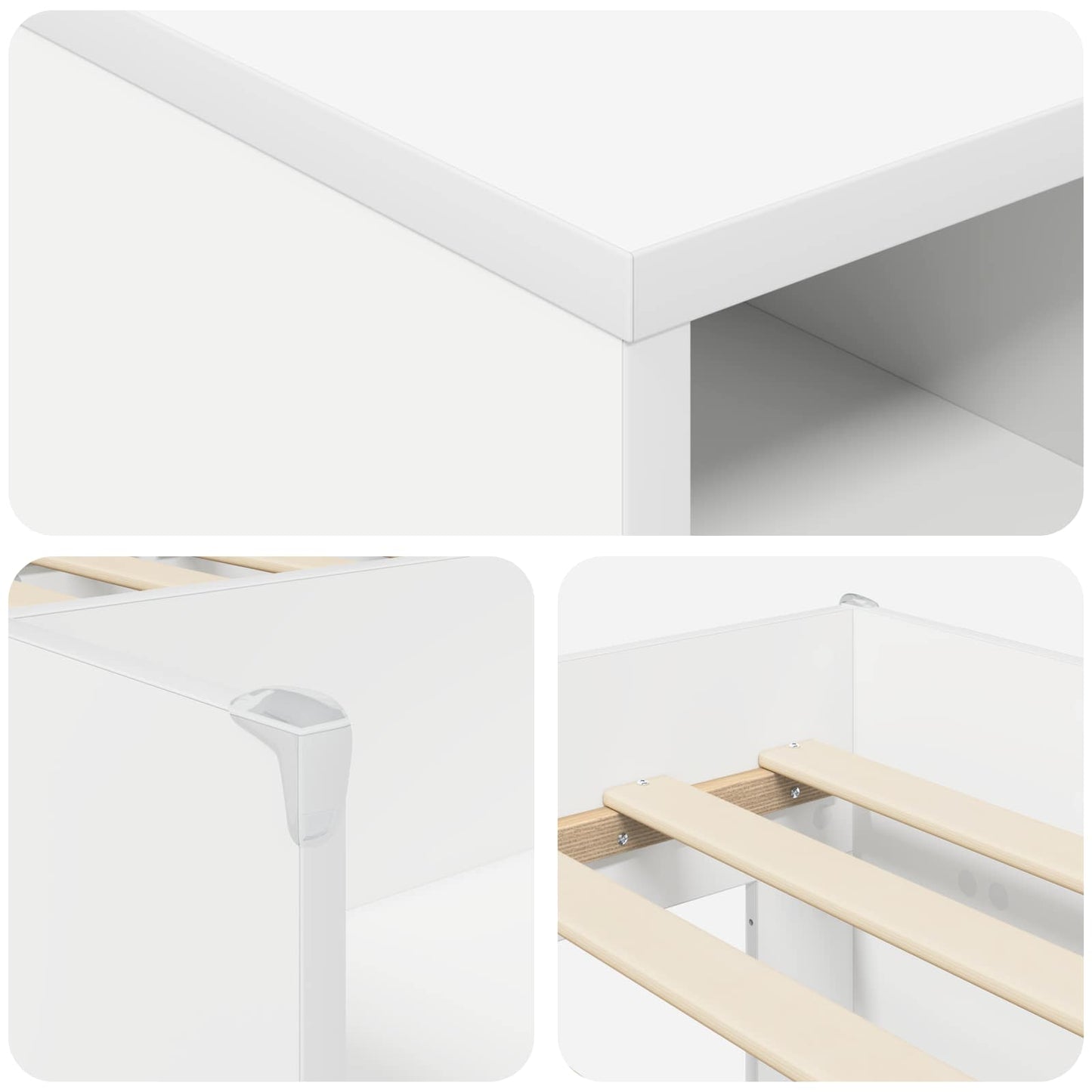 Loft Bed Frame met Kast met plank 3 pcs Wit Bewerkt hout