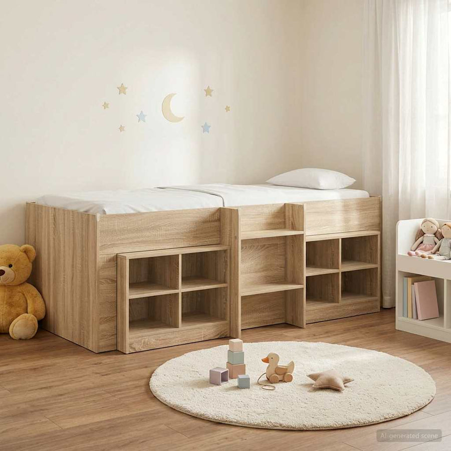 Loft Bed Frame met Kast 3 st Sonoma Eiken Bewerkt hout