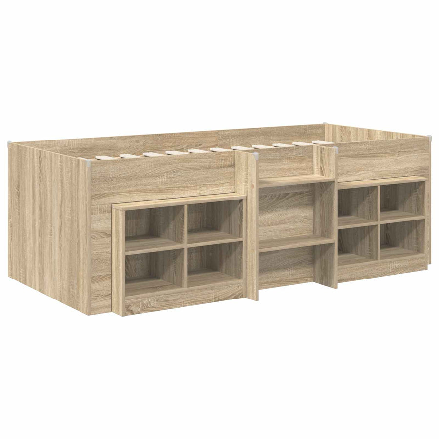Loft Bed Frame met Kast 3 st Sonoma Eiken Bewerkt hout