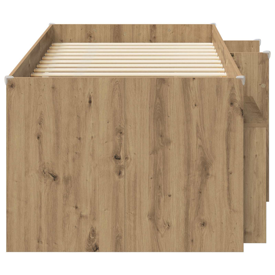 Loft Bed Frame met Kast 3 st Artisanaal eiken Bewerkt hout