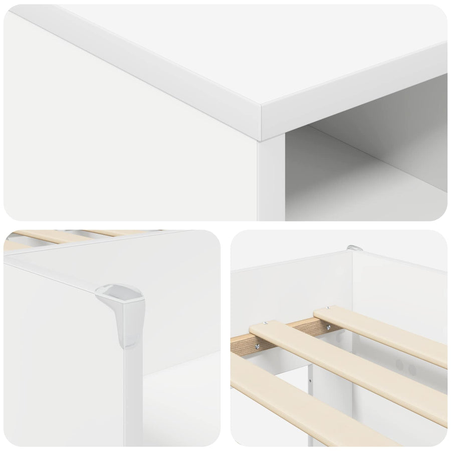 Loft Bed Frame met Kast met plank 3 pcs Wit Bewerkt hout