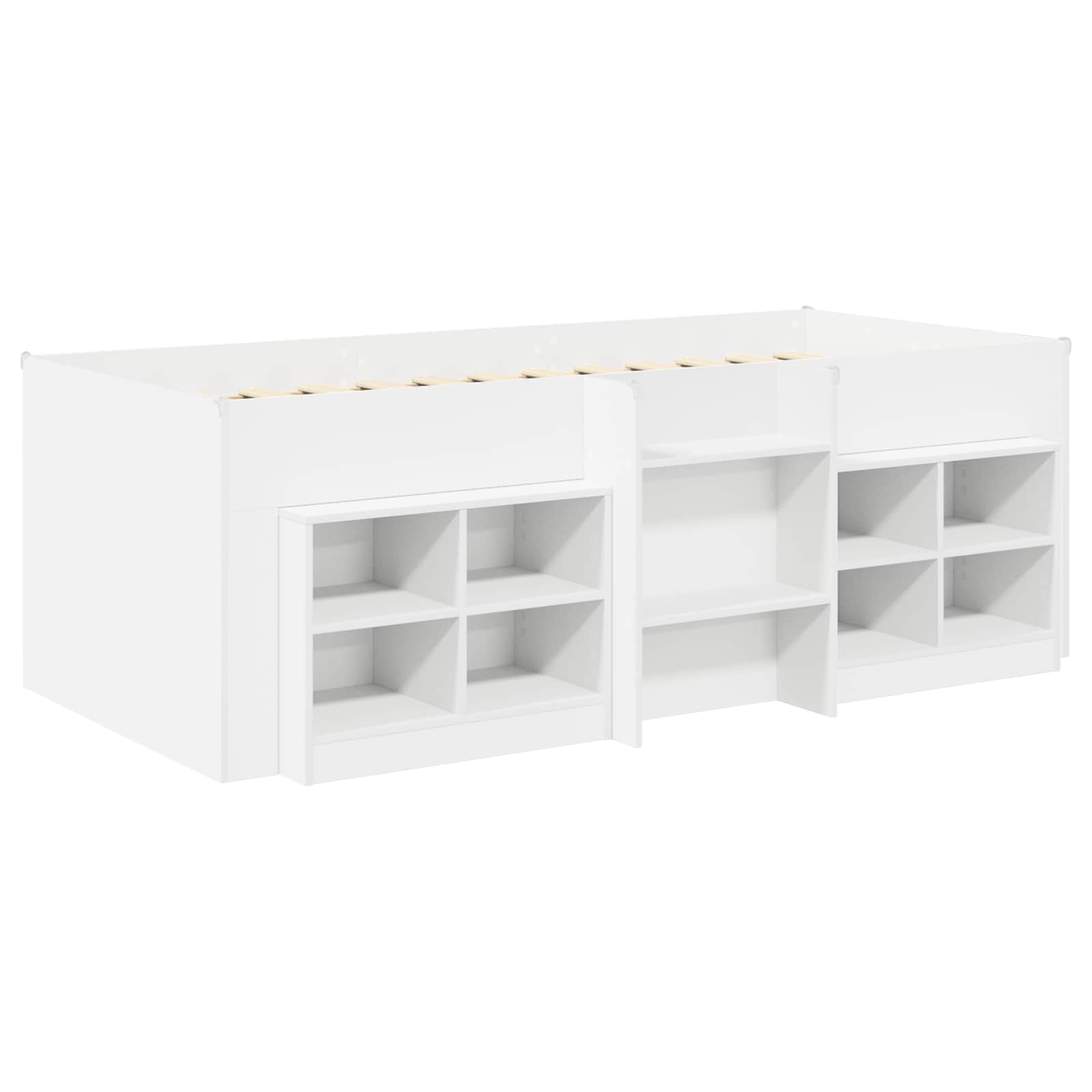 Loft Bed Frame met Kast met plank 3 pcs Wit Bewerkt hout