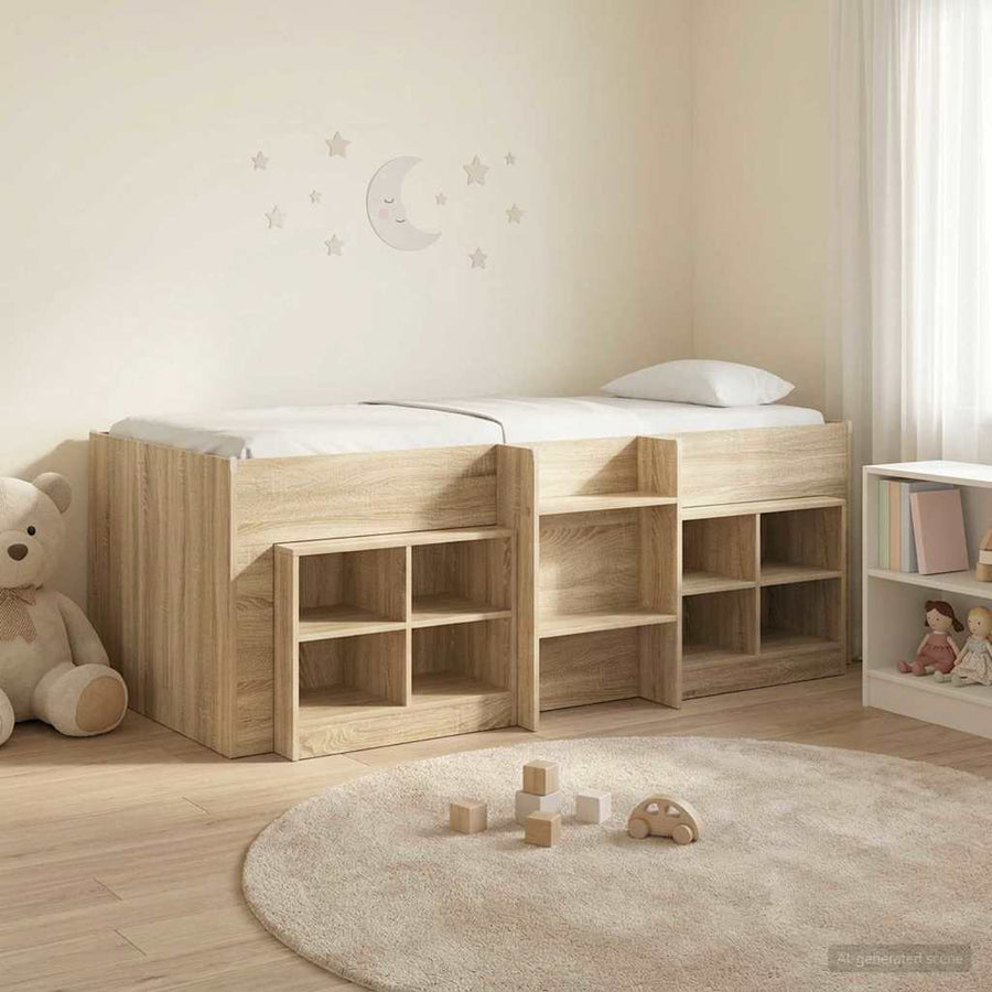 Loft Bed Frame met Kast 3 st Sonoma Eiken Bewerkt hout