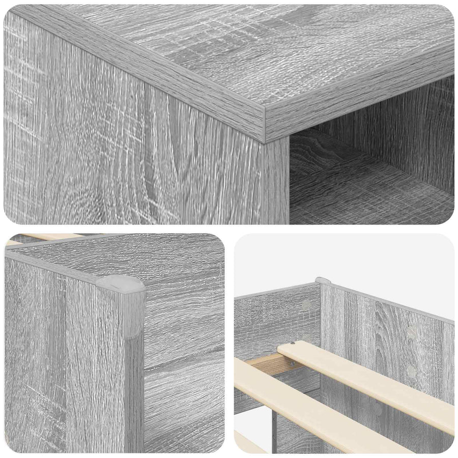 Loft Bed Frame met Kast 3 st Grijs Sonoma Bewerkt hout