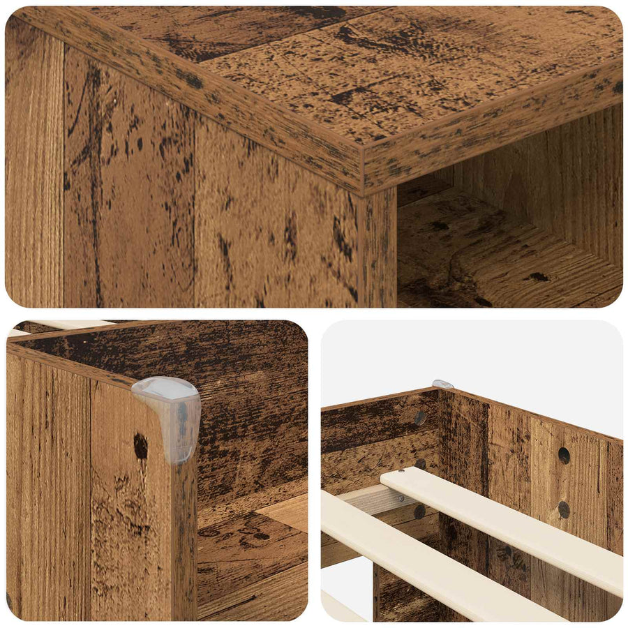 Loft Bed Frame met Kast met plank 3 st Oud hout Bewerkt hout