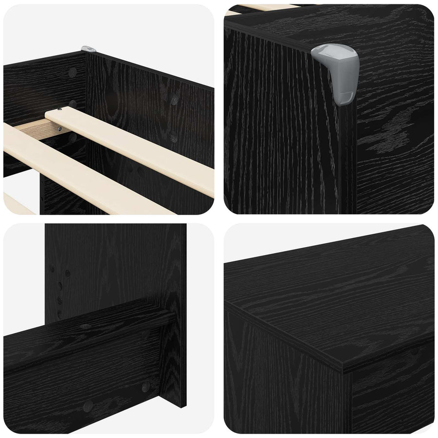 Hoge Bed Frame met Bureau voor Kinderen Zwart eiken 80 x 200 cm