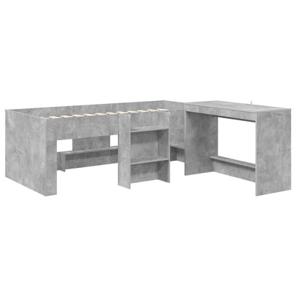 Hoge Bed Frame met Bureau voor Kinderen 2 st Betongrijs