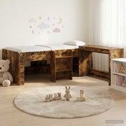 Kinderbed frame met bureau gerookt eiken 203x101x68,5 cm