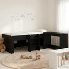Bedframe met bureau zwart eiken bewerkt hout