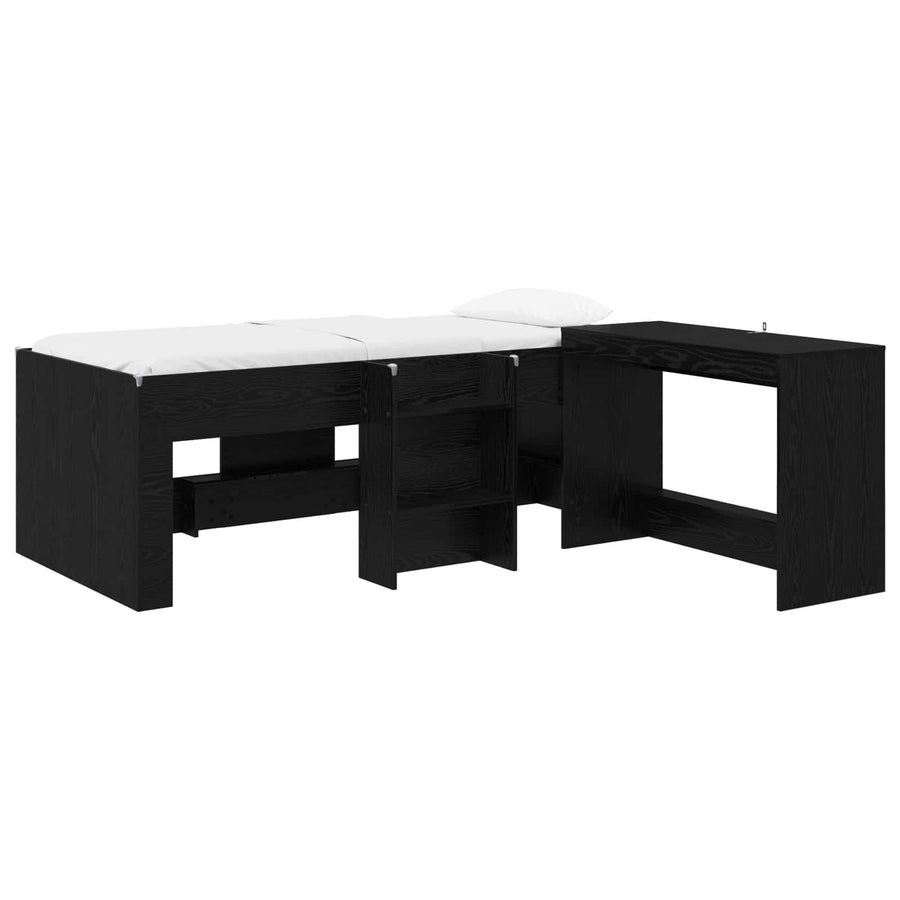 Bedframe met Bureau 2 st Zwart eiken Bewerkt hout