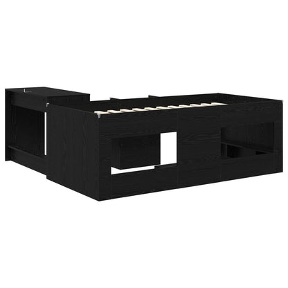 Bedframe met Bureau 2 st Zwart eiken Bewerkt hout