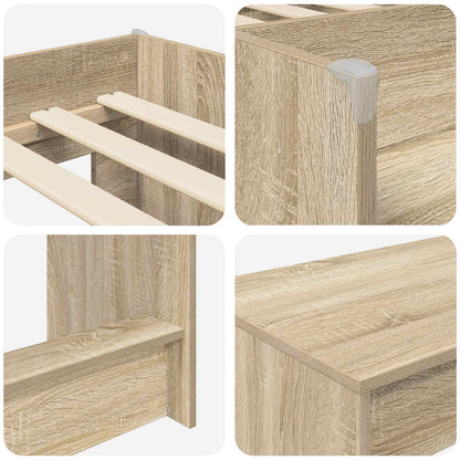 Bedframe met Bureau 2 st Sonoma Eiken Bewerkt hout