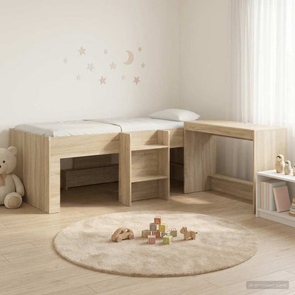 Bedframe met Bureau 2 st Sonoma Eiken Bewerkt hout