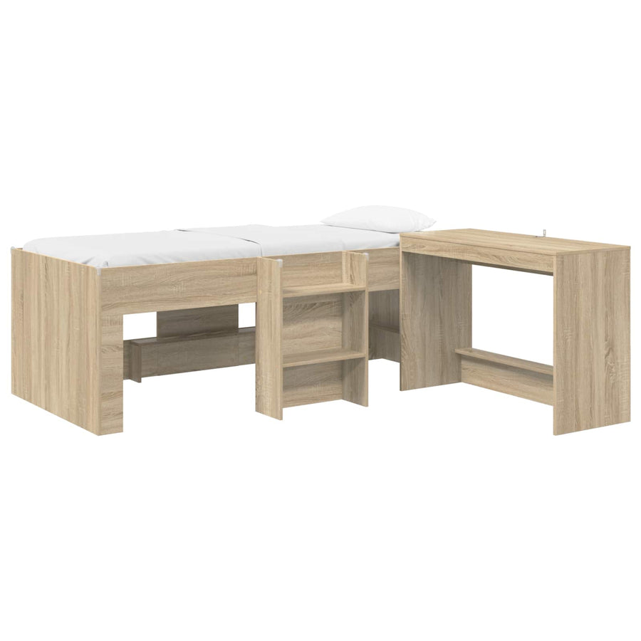 Bedframe met Bureau 2 st Sonoma Eiken Bewerkt hout