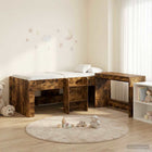Bedframe met bureau 203x111x68,5 cm gerookt eiken