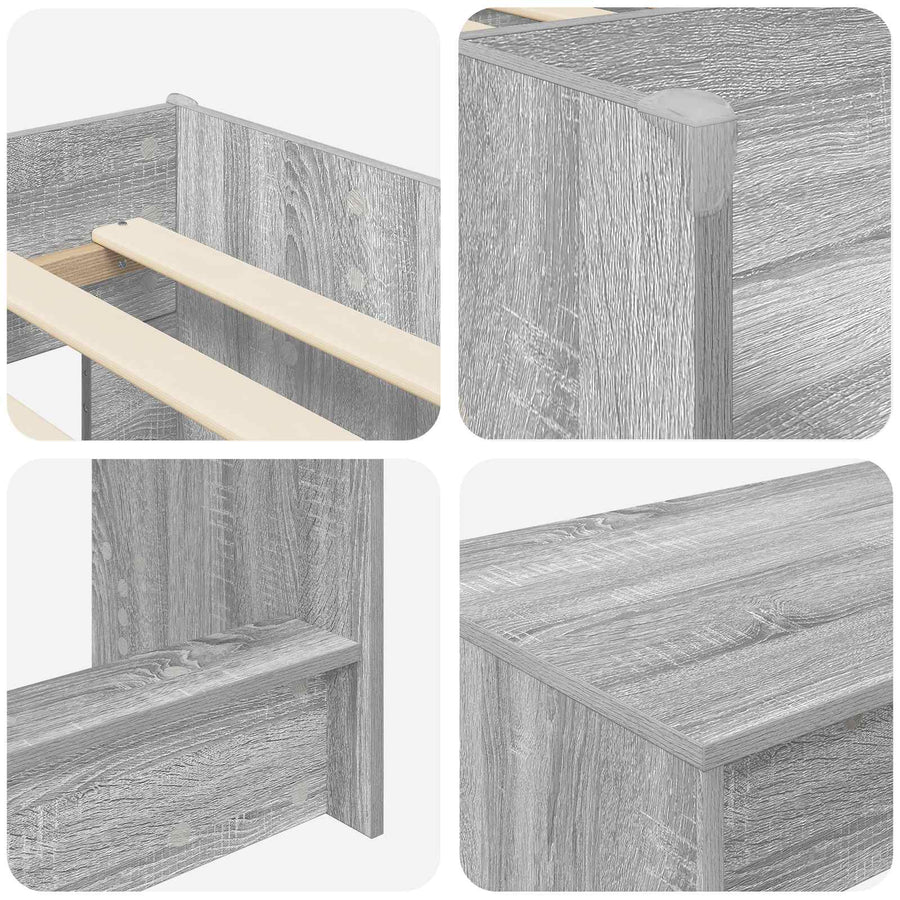 Bedframe met Bureau 2 st Grijs Sonoma Bewerkt hout