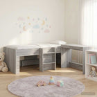 Bedframe met bureau 203x111x68,5 cm grijs Sonoma