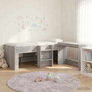 Bedframe met bureau 203x111x68,5 cm grijs Sonoma