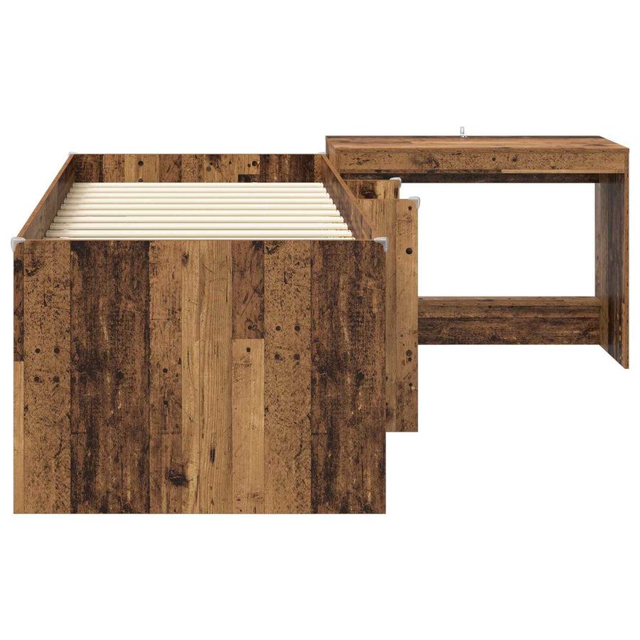 Bedframe met Bureau 2 st Oud hout Bewerkt hout
